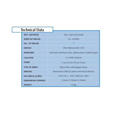 Microprocessor Friability Apparatus Model 1902 (Double Wheel) | USP/IP Tablet Tester