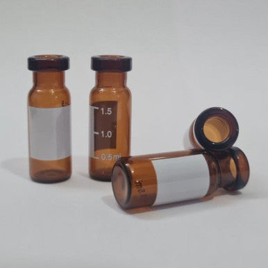 Amber glass screw vials, with patch (Type-1) (1.5ml / 2ml) 100 Per Pack