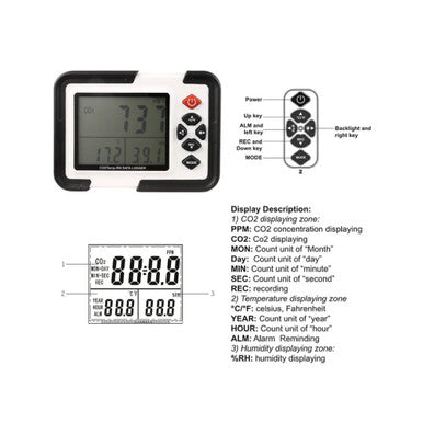 HT-2000 CO2, Temperature, and Humidity Analyser with Data Logger