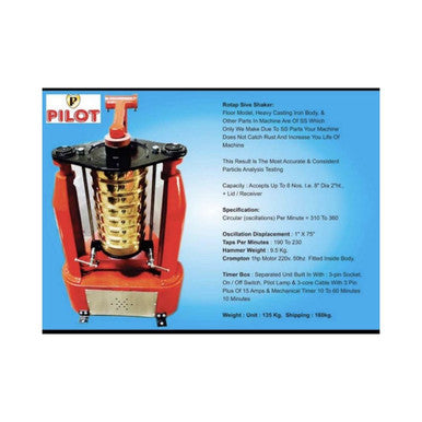 Octoline Pilot RO-TAP Sieve Shaker | Mechanical Particle Size Analyzer (6 Sieves, 8 Inch)