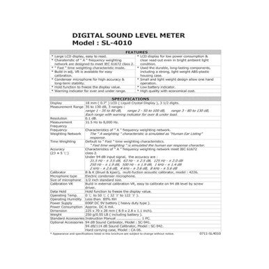 Lutron SL-4010 Digital Sound Level Meter