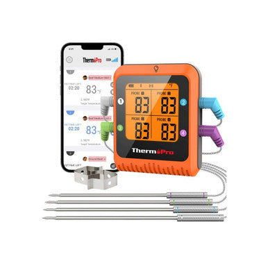 ThermoPro TP930 Wireless Bluetooth Meat Thermometer - 650FT Range, 4 Probes for BBQ, Grill & Oven
