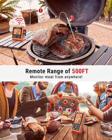 ThermoPro TP826 500FT Wireless Meat Thermometer for Cooking and Grilling, Dual Temperature Probe Food Grill Thermometer with HI/Low Alert& Kitchen Timer, IPX4 Smoker BBQ Thermometer for Oven,Smoking