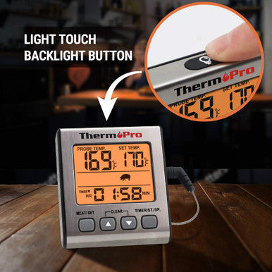 ThermoPro TP16S Digital Meat Thermometer with Smart Cooking Timer & Backlight
