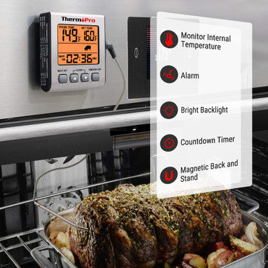 ThermoPro TP16S Digital Meat Thermometer with Smart Cooking Timer & Backlight