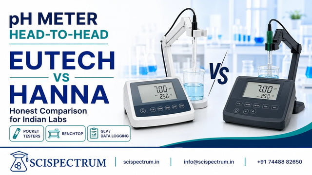 Comparison of Eutech and Hanna pH meter categories for Indian laboratories.