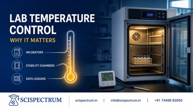 SciSpectrum laboratory temperature control guide with a realistic incubator, data logger and temperature probe.