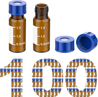 HPLC Vials Amber Glass with Screw Neck 2mL (Pack of 100)