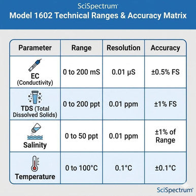 Microprocessor Based EC-TDS-Sal Meter Model 1602 | Conductivity, Salinity & Temperature