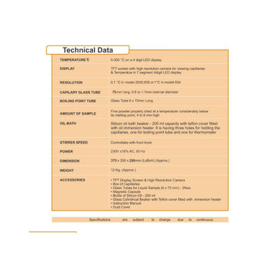 Digital Melting Point Apparatus Model 2935: High-Resolution TFT Camera for Pharmaceutical and Lab Use