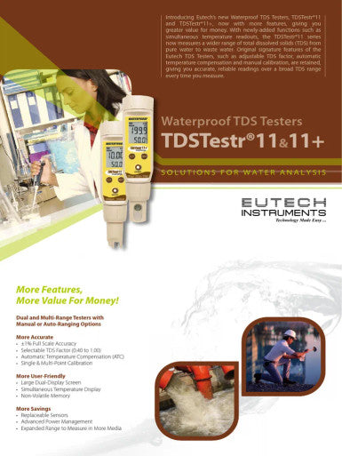 TDSTestr 11  Waterproof TDS Tester: Dual/Multi-Range, Highly Accurate, with ATC and Replaceable Sensor