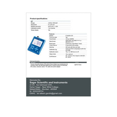 Eutech PH 1710 pH Bench Meter Kit with Double Junction Electrode | Thermo Scientific