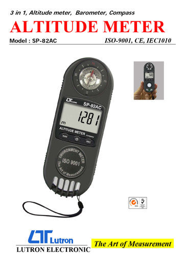 Lutron SP-82AC 3-in-1 Altitude Meter Barometer & Compass