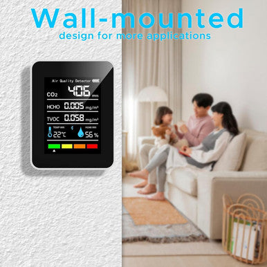 Prefessionall Indoor Air Quality Monitor MT05, 5 in 1 Portable Smartair Quality Tester for CO2 | TVOC | HCHO | Temp | Hum for Home Cars Plants and Pets So On（White）
