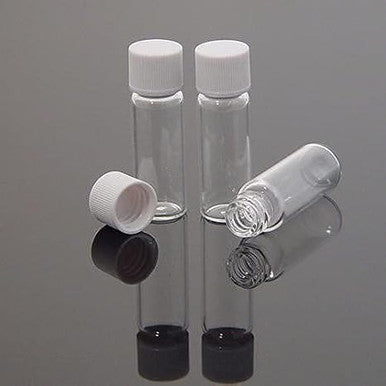 SCISPECTRUM 5 ml transparent Glass Vials 1 dram Outer Diameter 14 mm Homeopathic Bottles White Screw Cap Dropper