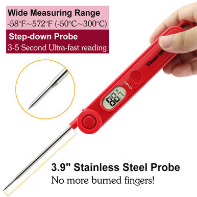 ThermoPro TP03B Digital Instant Read Meat Thermometer Food Candy Cooking Kitchen and Backlight for Oil Deep Fry Smoker Grill BBQ