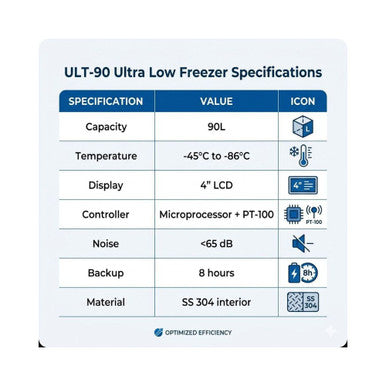 ULT-90 Ultra Low Freezer 90L | -86°C | Microprocessor Control | LCD Display