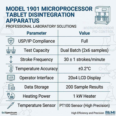 EI-DVI  Model 1901 Microprocessor Tablet Disintegration Apparatus