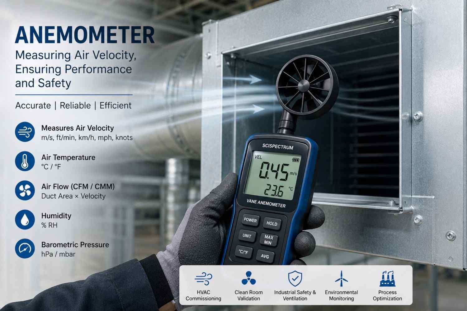 Cup anemometer working principle showing wind-driven cup rotation and speed measurement.